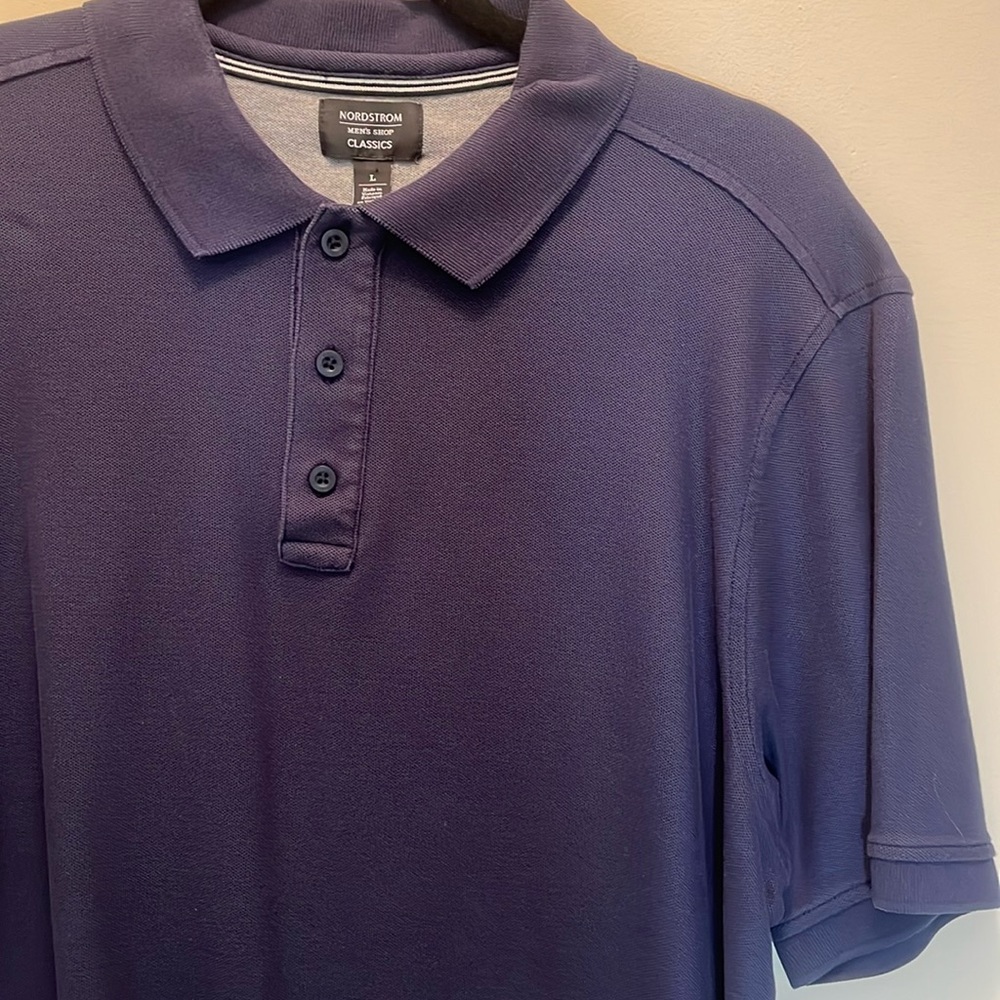 Nordstrom Black Classic Polo Short Sleeve Shirt Size Large